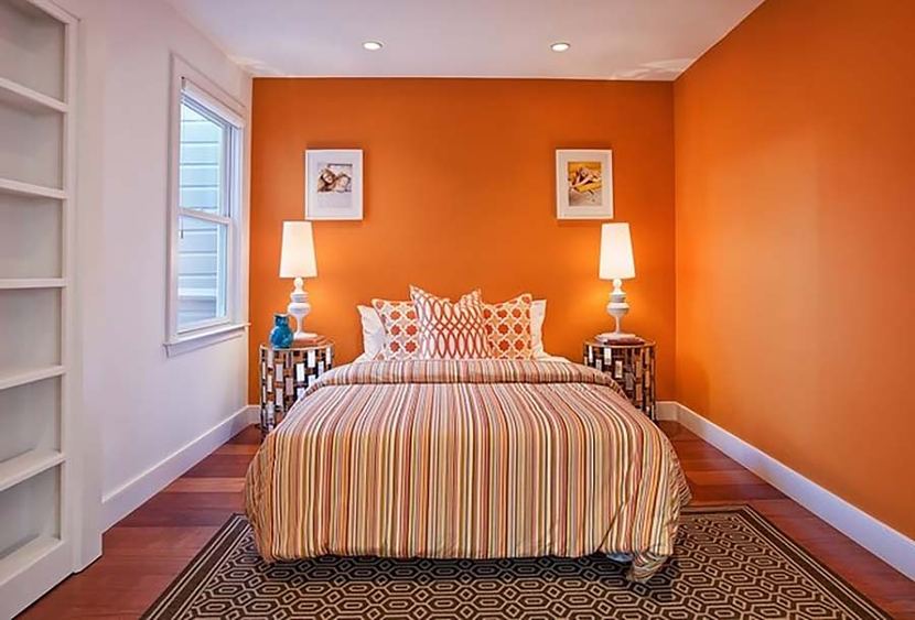 Kolor pomarańczowy w sypialni - pomarańczowa sypialnia