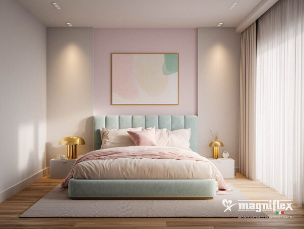 Sypialnia w kolorach pastelowych inspiracja